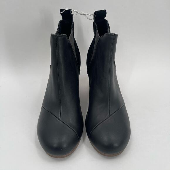 TOMS Boots Size 6 Women's Kelsey Ankle NWOT Black Leather NEW Wedge Slip On - Picture 2 of 12